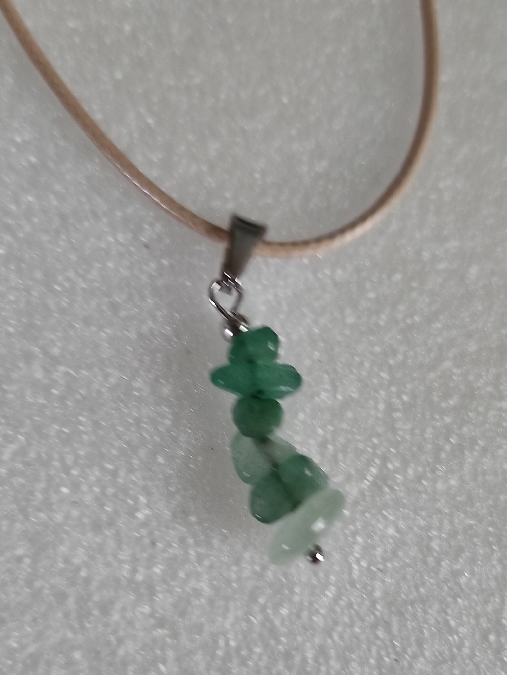 Hand Crafted Green Gemstone Chip Pendant Necklace